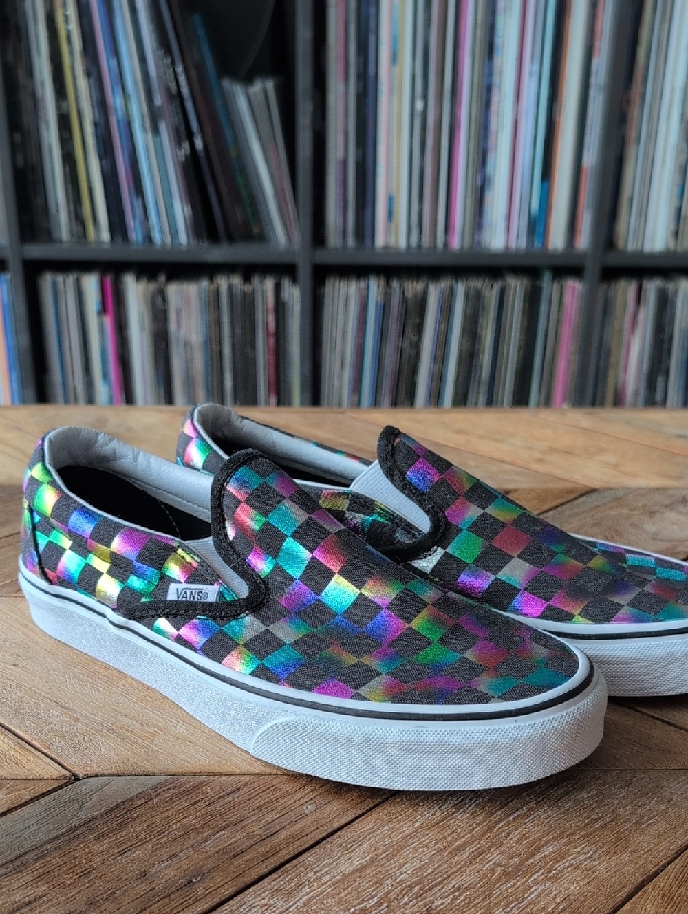 Vans Womens Iridescent Multicolor Checkerboard Slip-On Sneakers - Never worn!